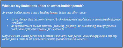 NSW Owner Builder Restrictions